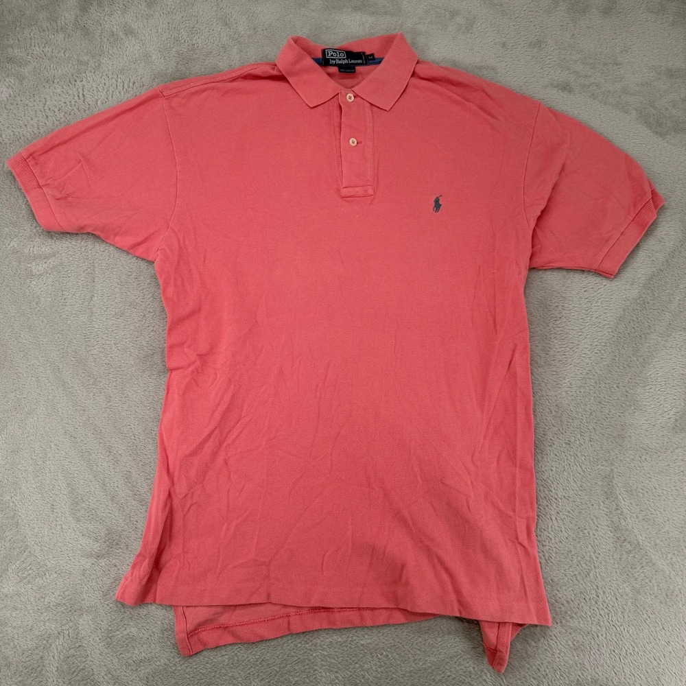 Polo Ralph Lauren Short Sleeve Polo Shirt Mens Medium Pink Preowned Pique Cotton